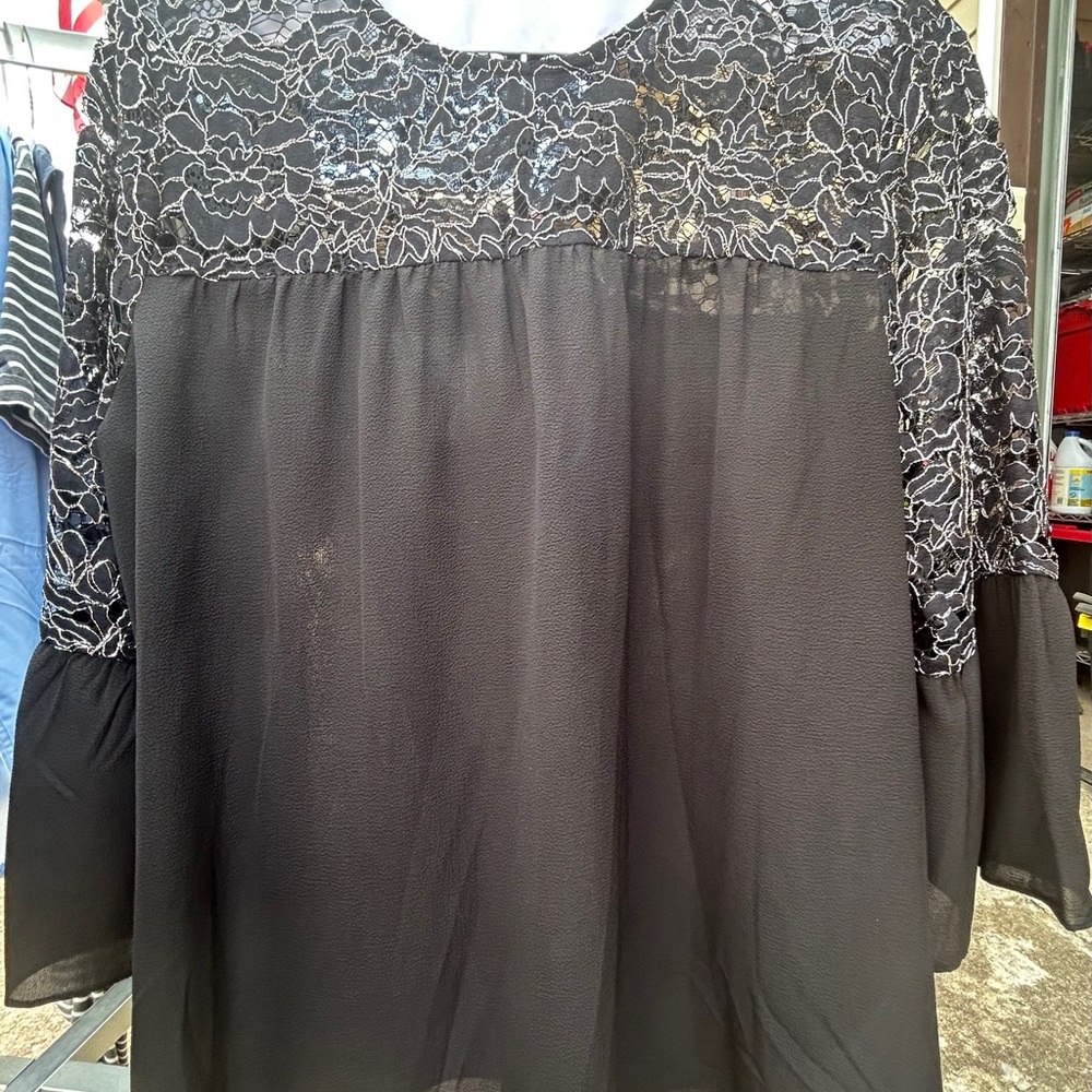 Michael Kors Black Floral Lace Blouse